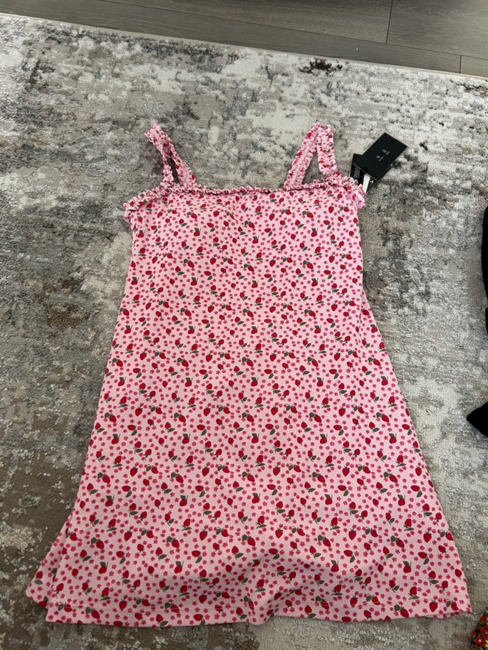 Pink Strawberry Print Sleeveless workout dress